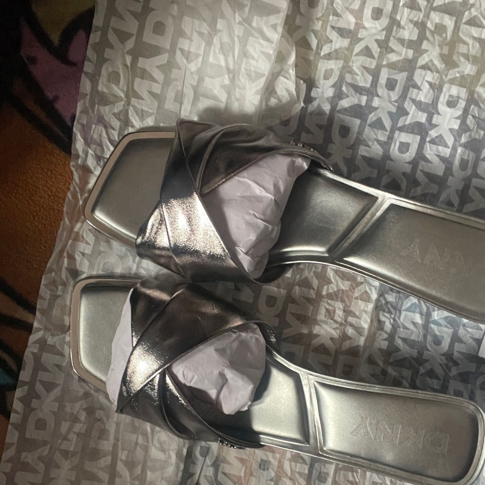 DKNY Metallic Silver Women's Sandals